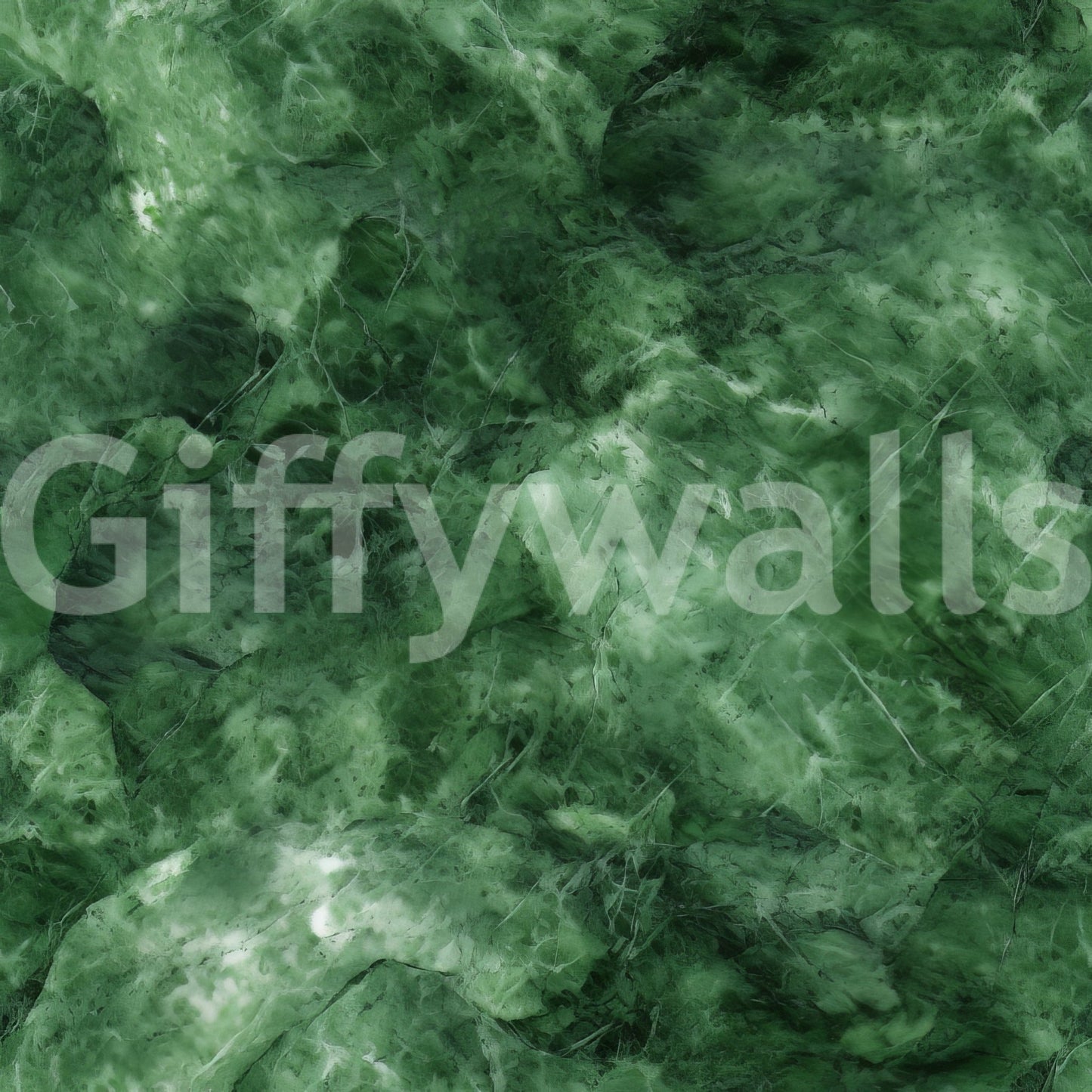 Emerald Veins wallpaper mural close-up showing mottled green marble with white and dark forest-green veining