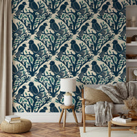 Nature-inspired wallpaper with magical bird design


