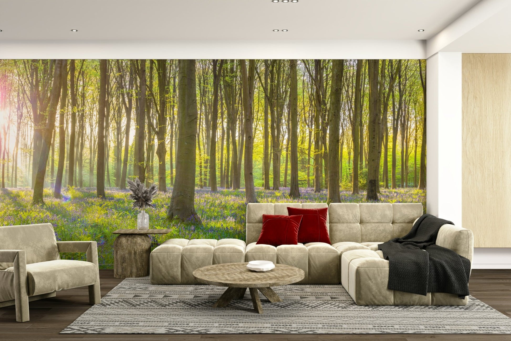 Serene forest with flowers wall mural

