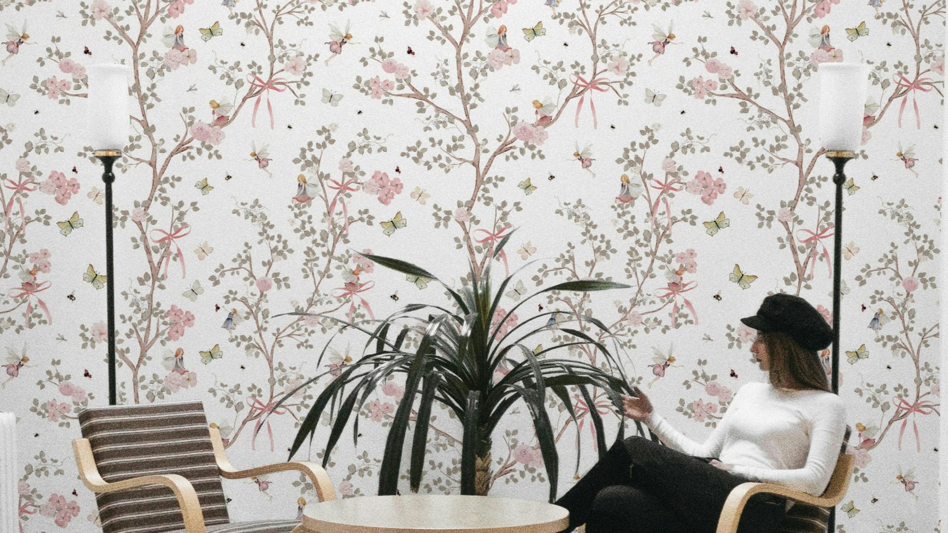 enchanted fairies chinoiserie garden wallpaper

