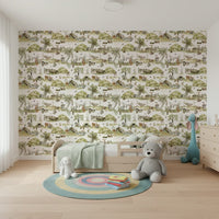 Forest Tales pattern, delightful creatures resting in a lush grassy clearing.