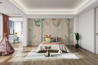 The design features friendly animals in a magical forest.

