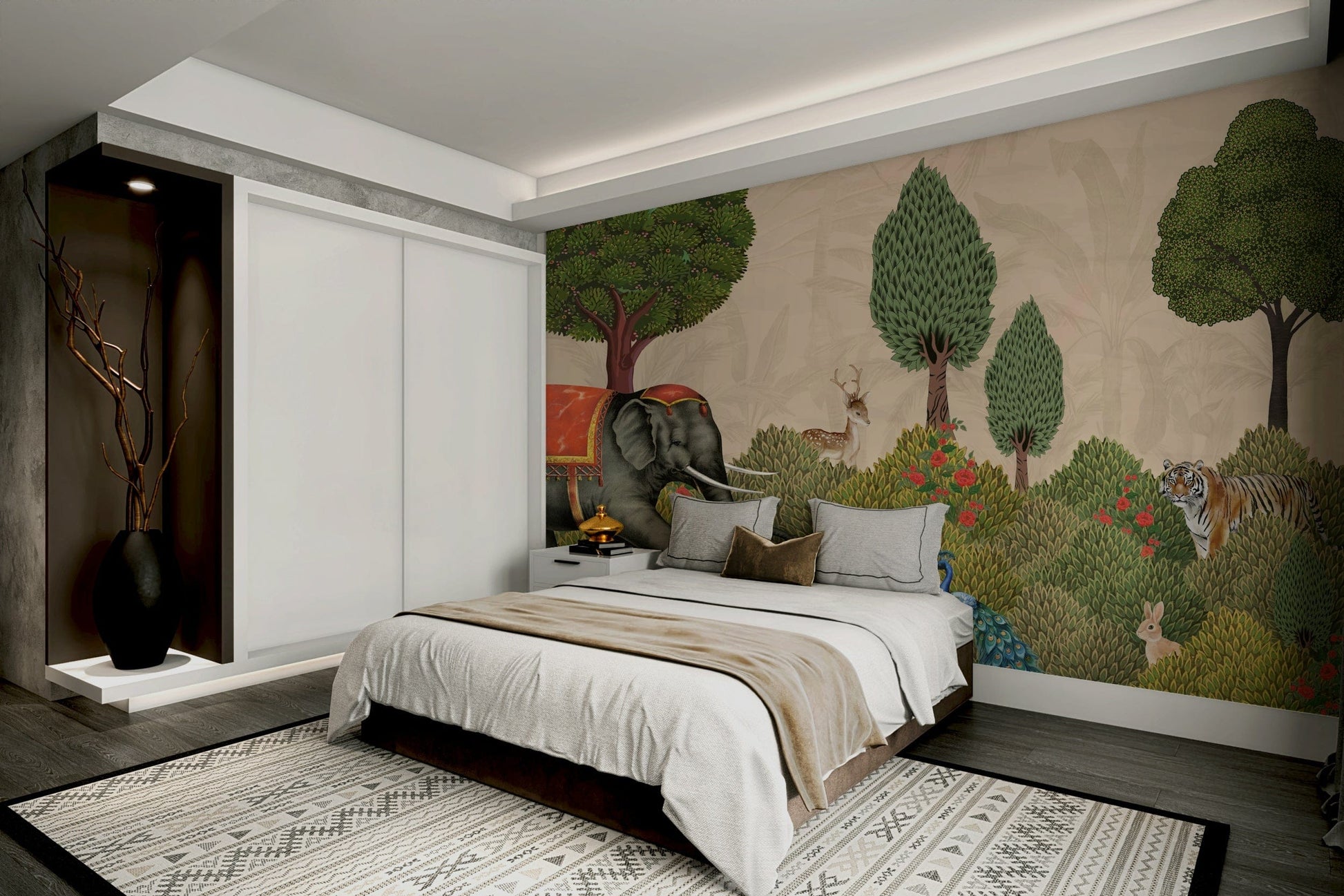An artistic nature inspired mural for home decor.

