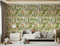 Cute woodland Enchanted Forest Tales wall backdrop.
