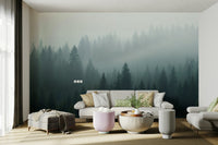 Mystical pine trees wall wallpaper

