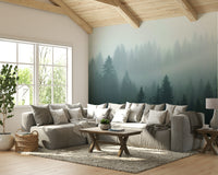 Soft mist forest wall backdrop

