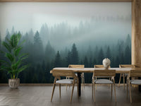 Pine tree fog wallpaper design

