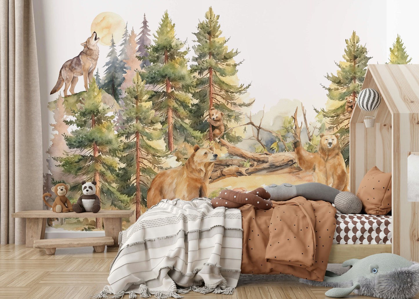 Hand-painted forest wall mural

