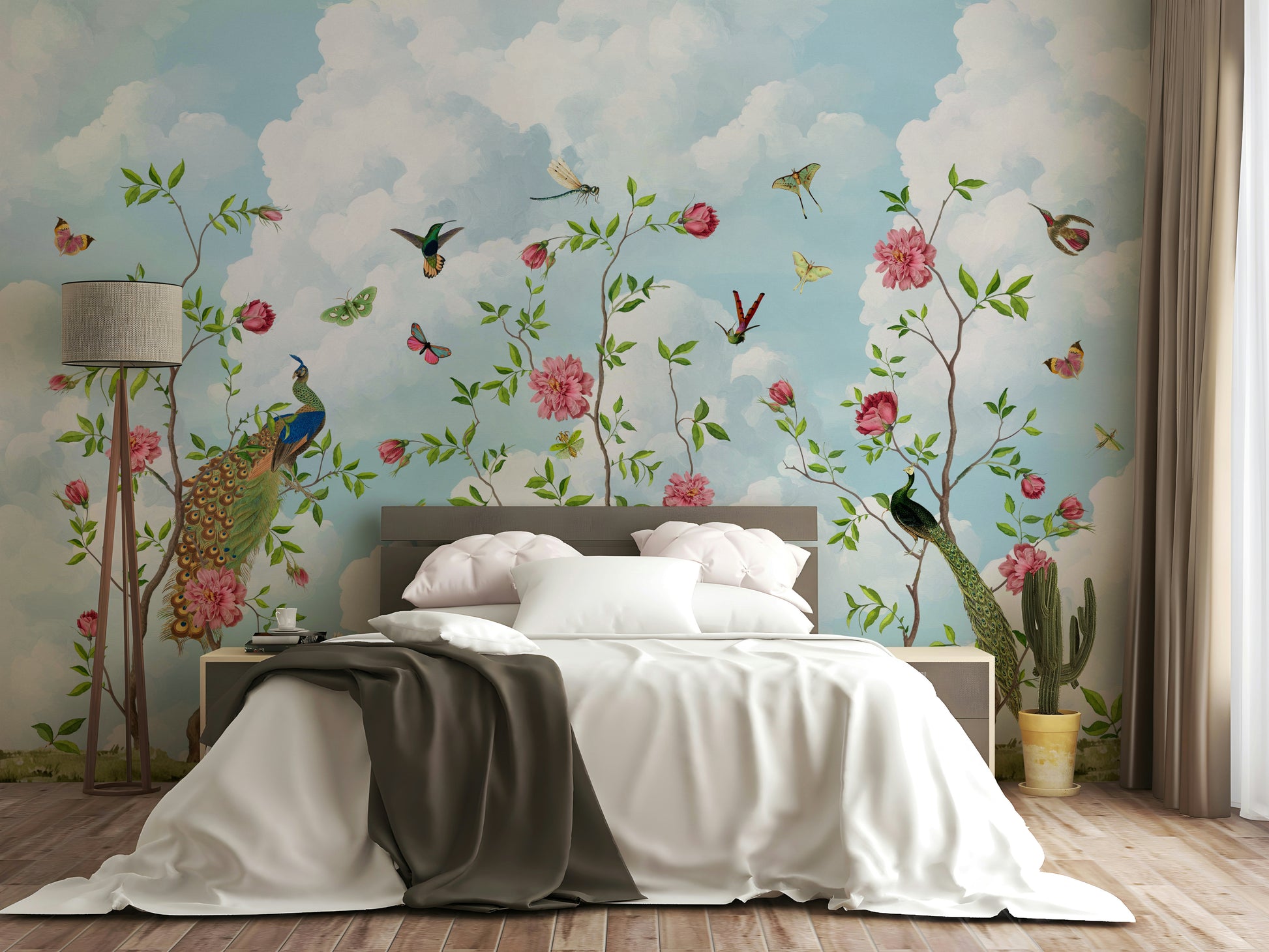 Lush green wall mural for interiors

