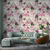 Magical rose mural with delicate greenery

