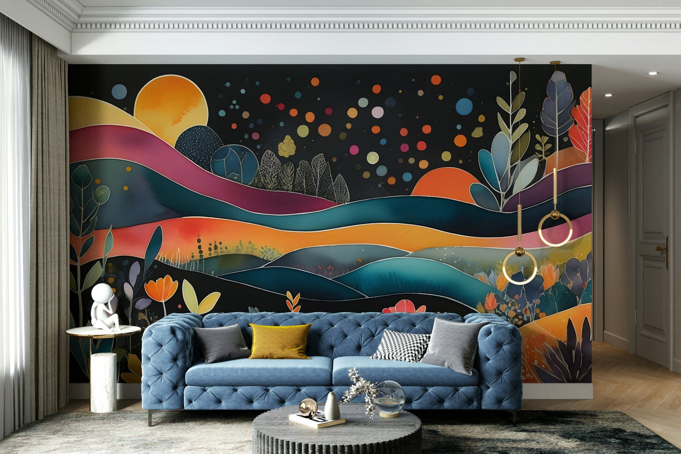 Fantastical landscape where sky meets earth.

