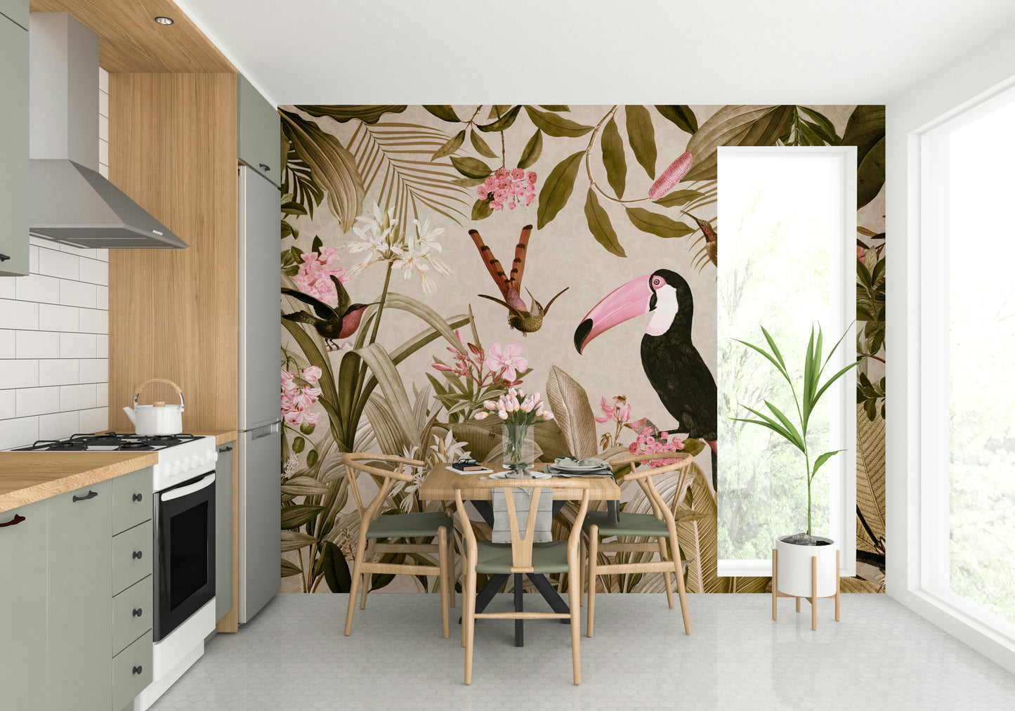 Peaceful tropical jungle wallpaper mural for any room

