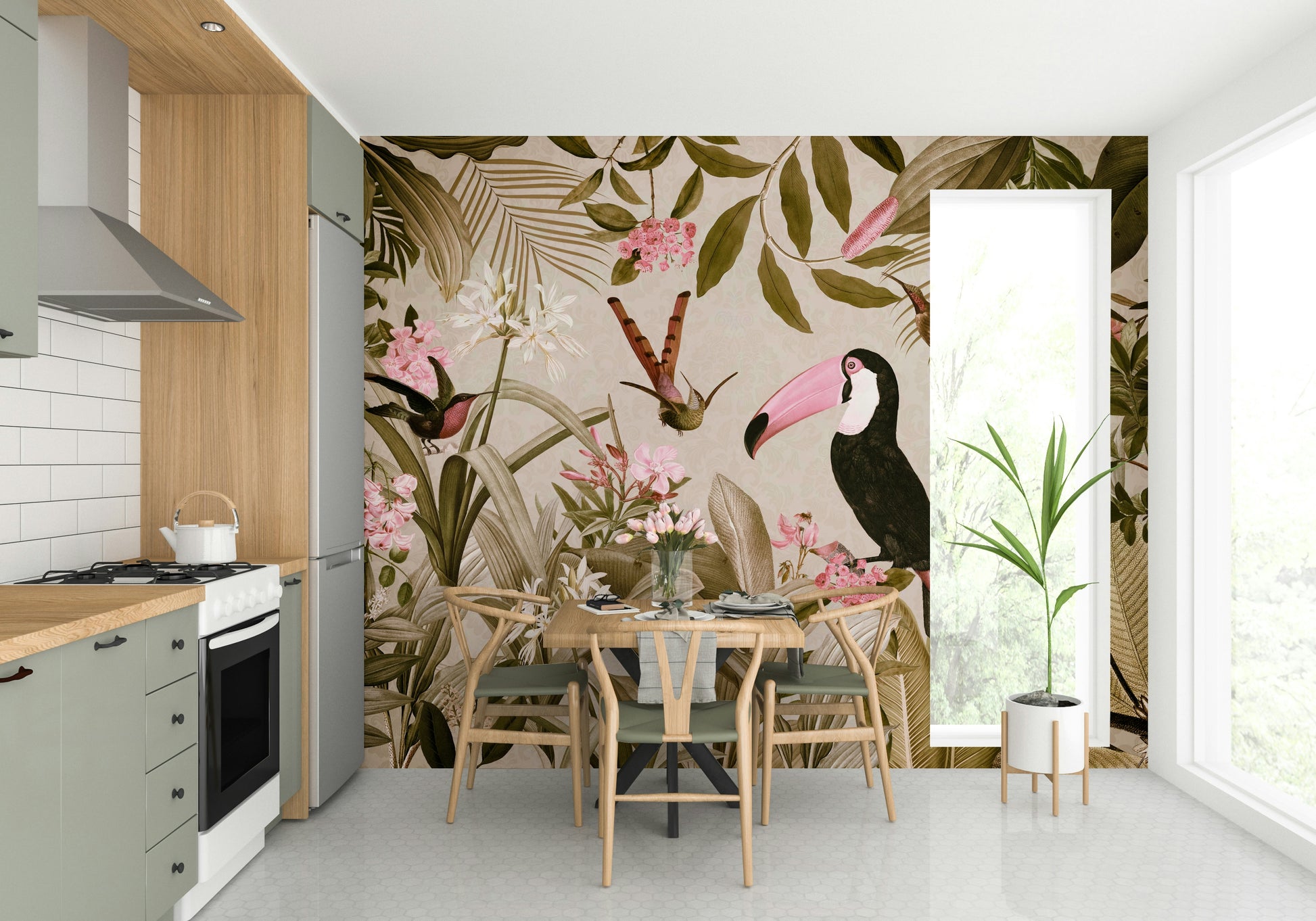 Peaceful tropical jungle wallpaper mural for any room

