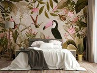 Enchanted Jungle Oasis wall mural with lush tropical greenery

