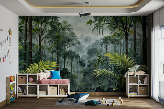 Exotic jungle escape wallpaper design

