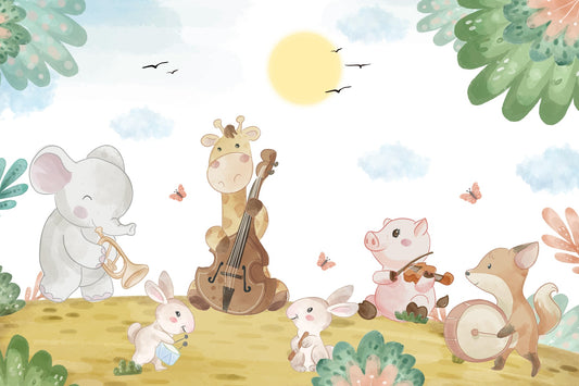 Enchanted Meadow Wall Mural featuring pink wildflowers wallpaper.