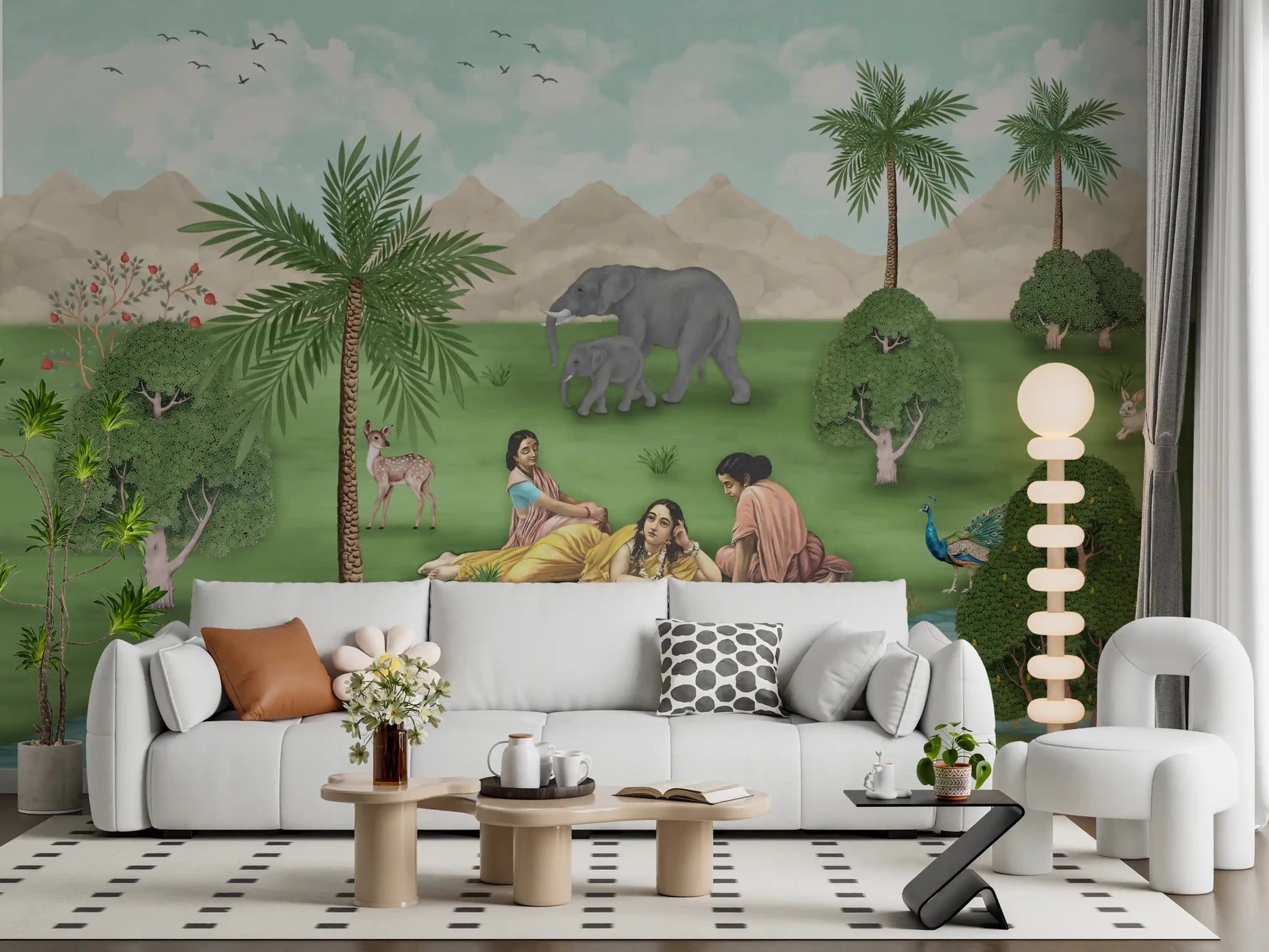 Office area Enchanted Mughal Landscape wall mural with lake view