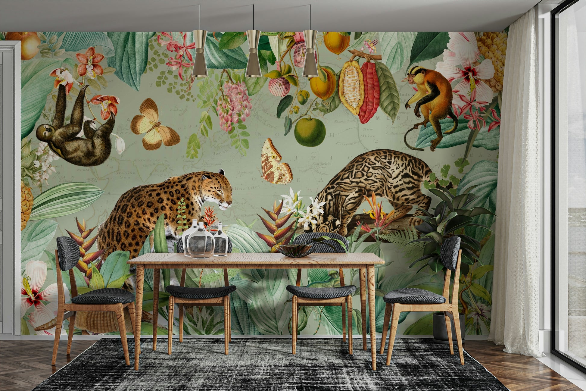 Vibrant wallpaper with tropical plants

