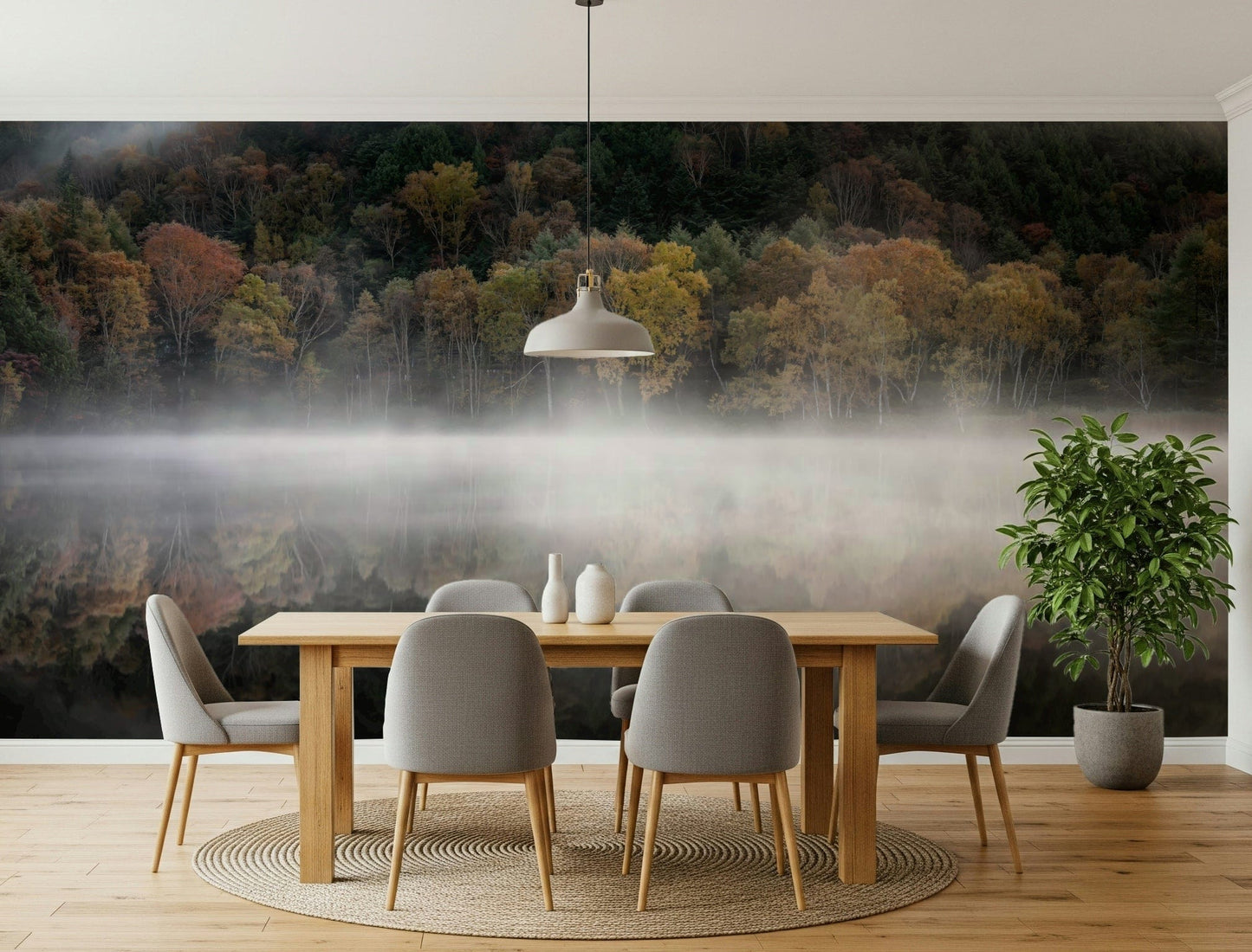 Wall mural Reflection, beautiful woodland fall colors display.