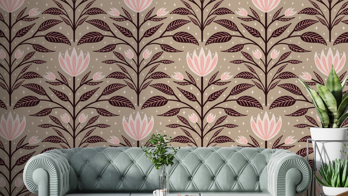 Stunning diamond bloom wall mural with intricate floral designs.
