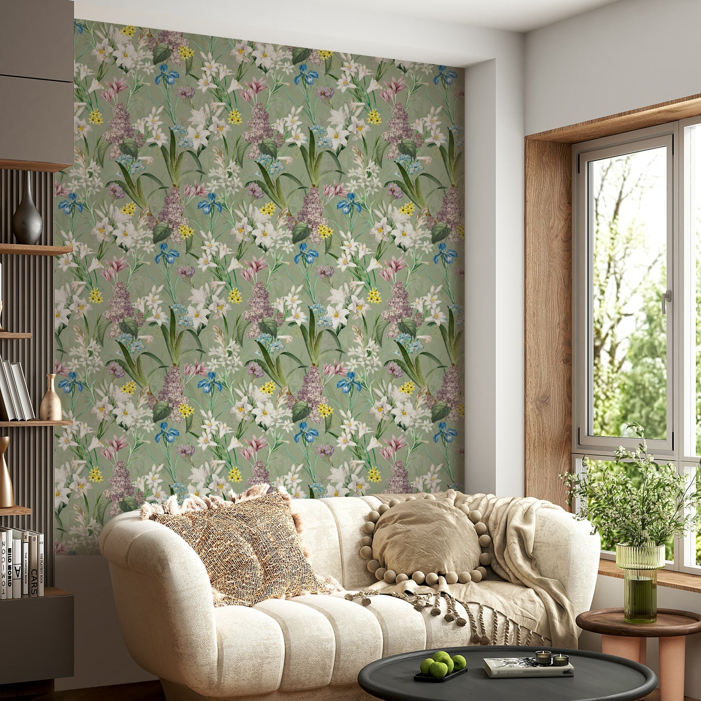 Fresh floral wallpaper bringing an English garden indoors

