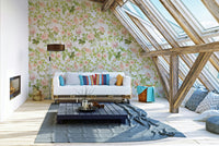 Close-up of English Rose Garden wall mural with delicate rose blooms.

