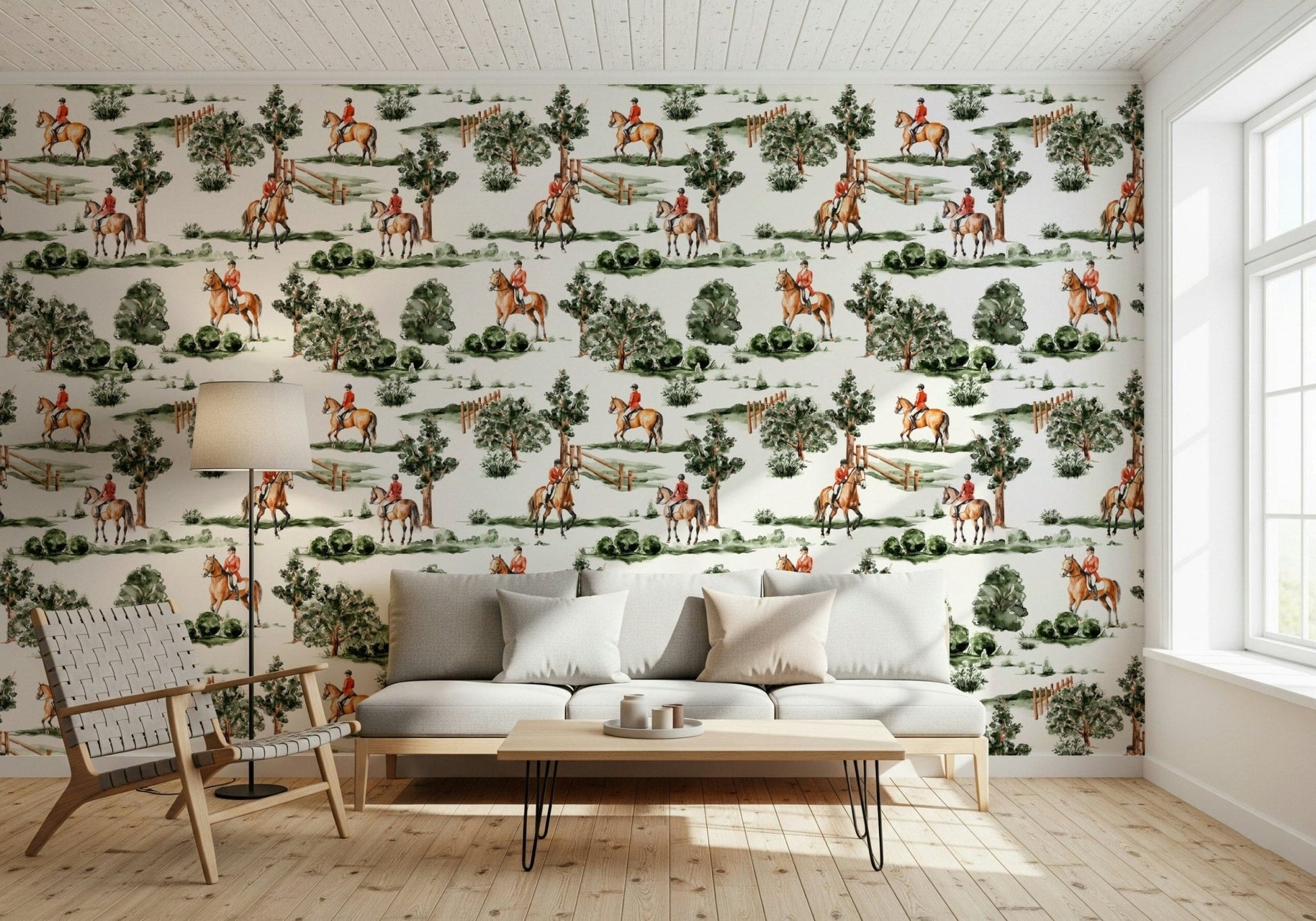Classic riding wall mural, horse and person print, Equestrian Dreamscape feature.
