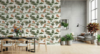 Elegant equestrian life wallpaper, painted horses, grassy fields scenic print.