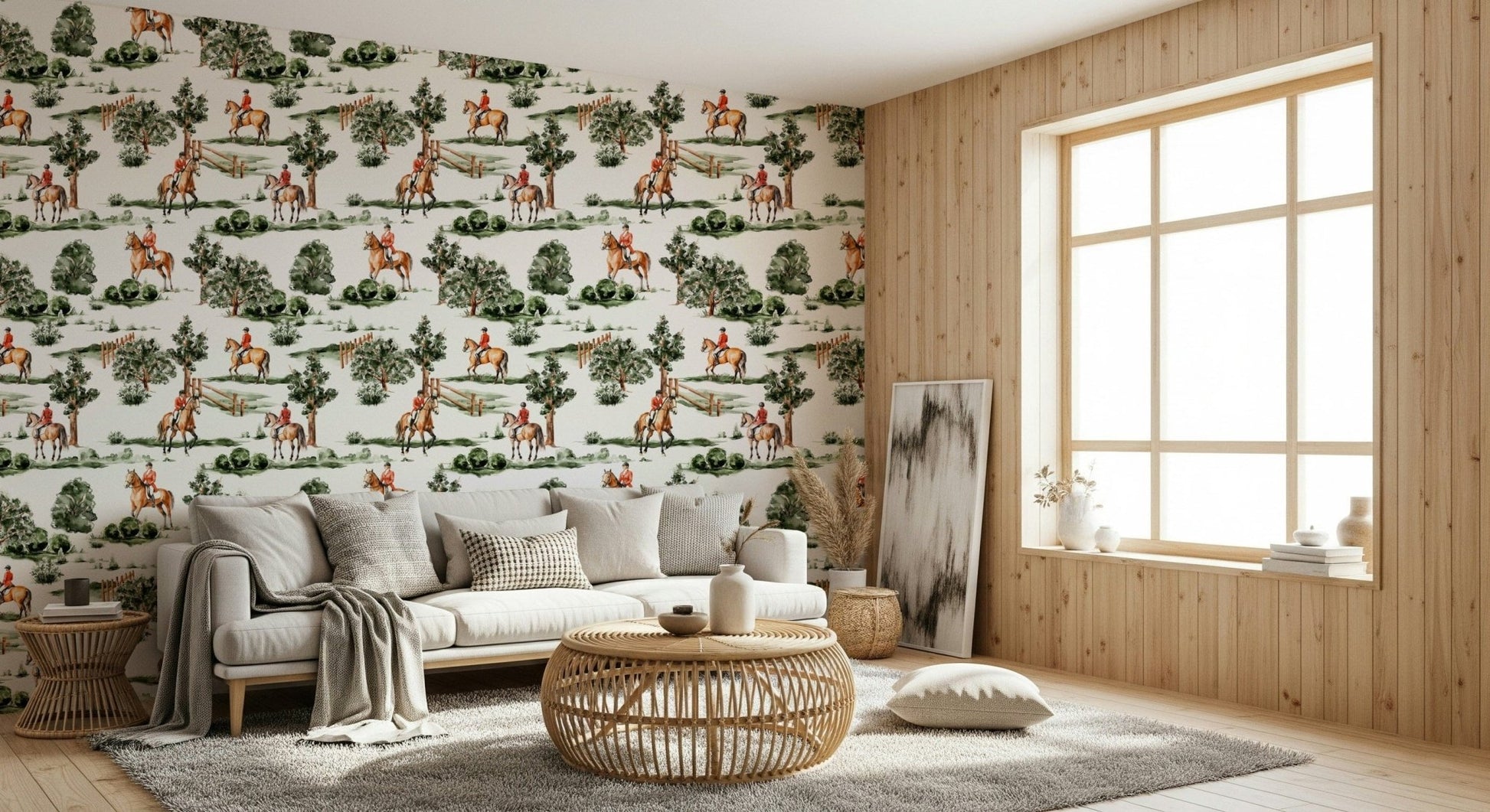 Timeless countryside wall decor, horses, and Equestrian Dreamscape design appeal.
