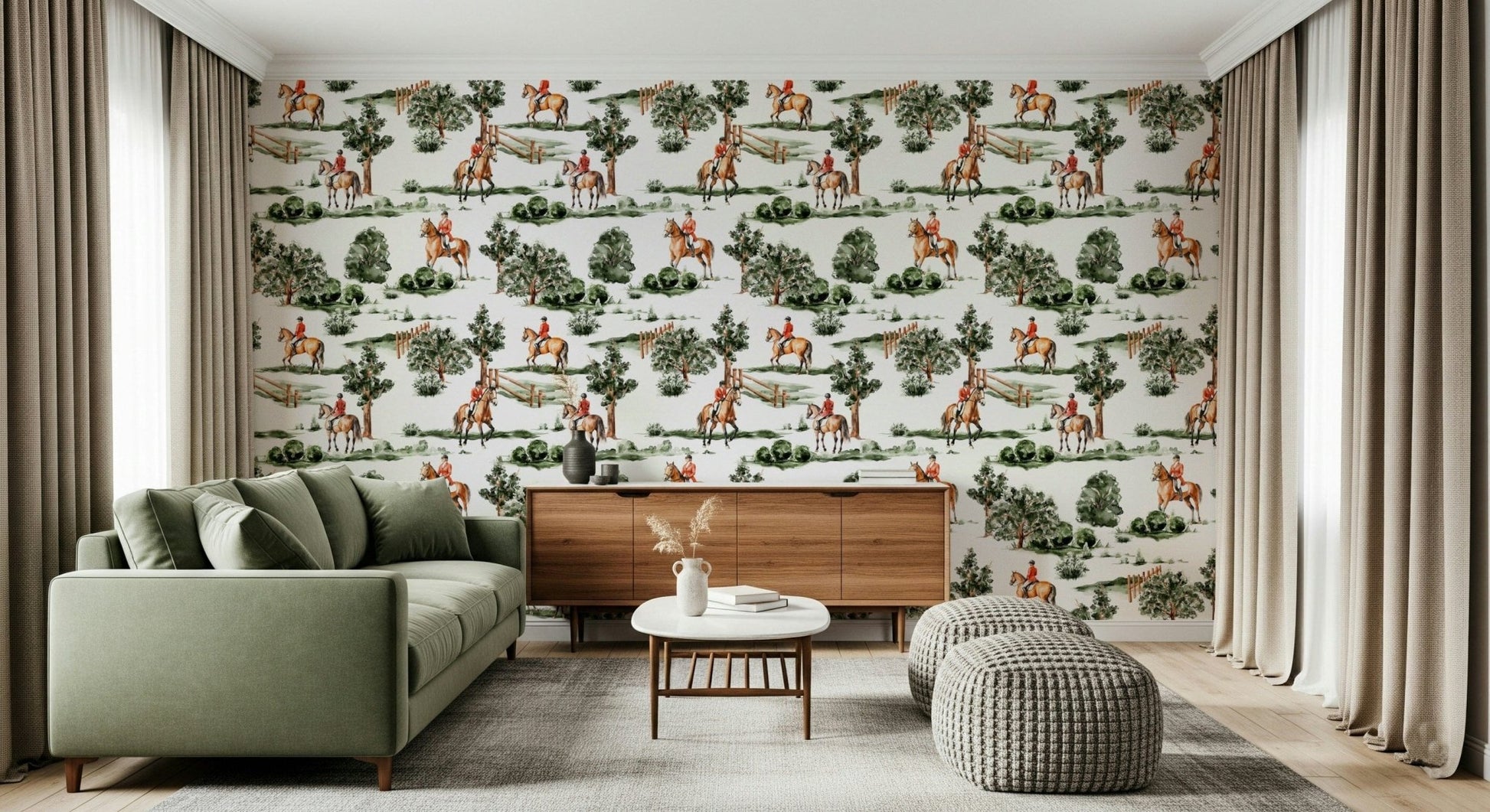 Artistic riding adventure mural, stunning Equestrian Dreamscape wall paper picture.