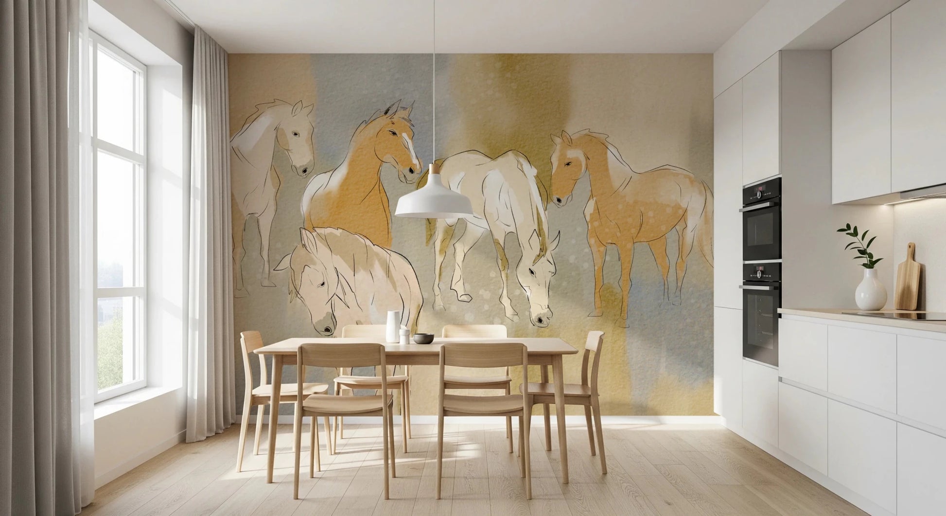 Textured paper effect for an Equestrian Echoes Wall Mural