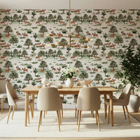 Forest Equestrian Escape riding field wallpaper.
