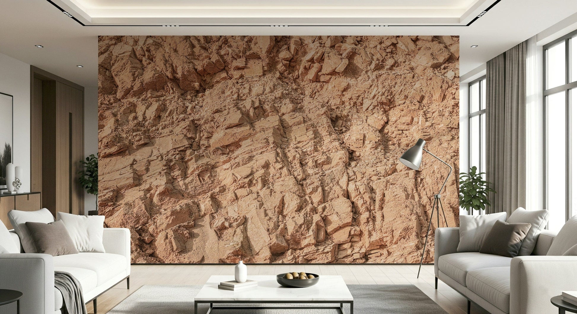 An artistic abstract texture mural on minimalist wallpaper.

