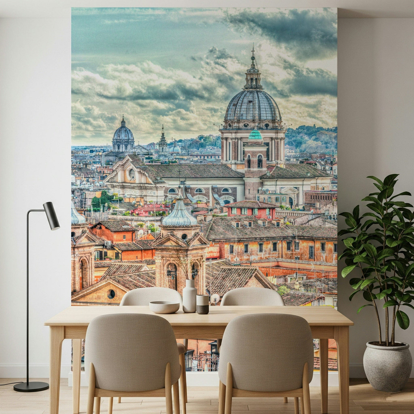 Eternal City View wallpaper for walls featuring historic Italian domes and rooftops.