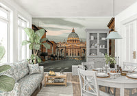 Eternal City Vista grand Italian architecture wallpaper for walls sunset.