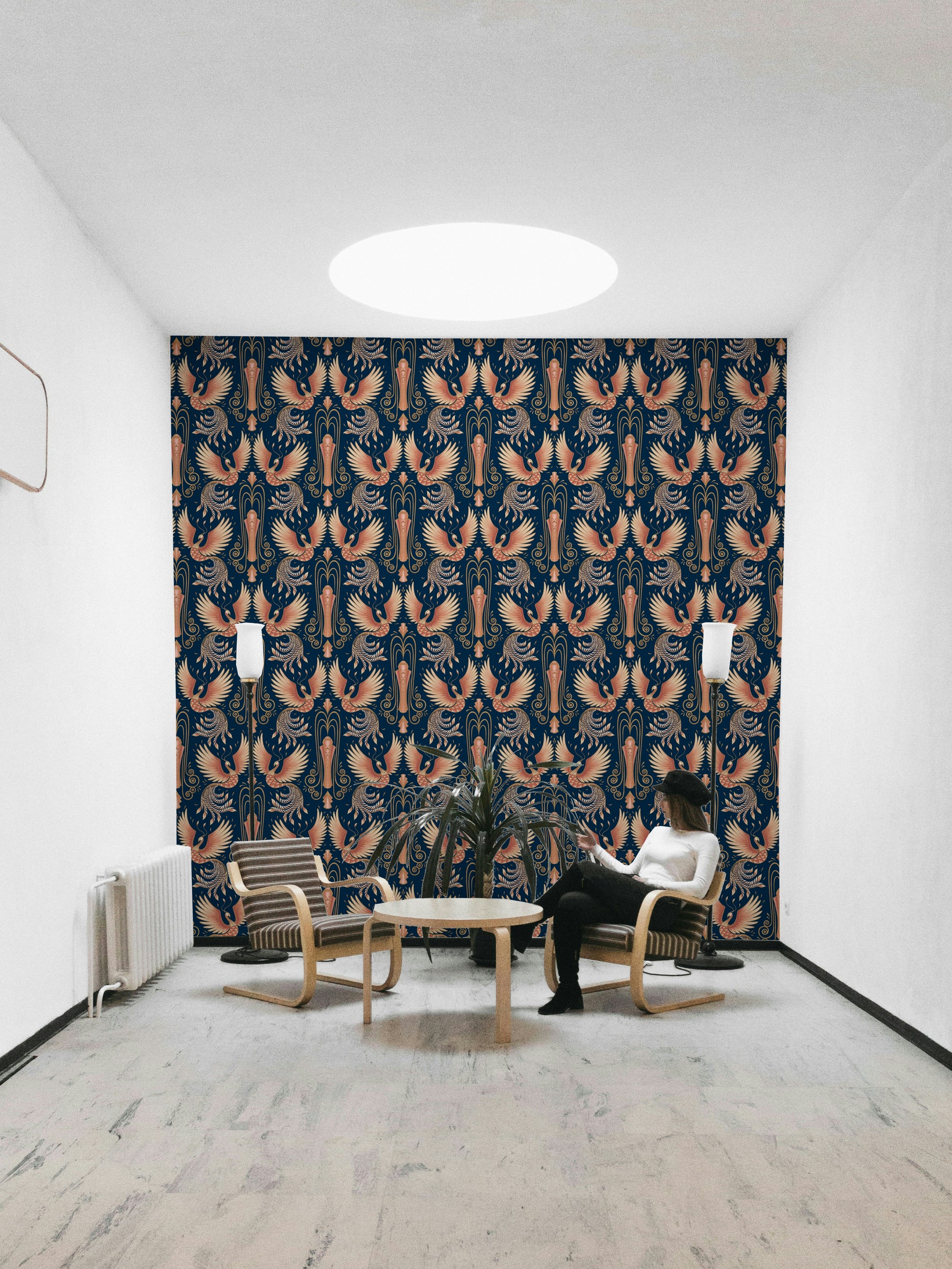 Bold and artistic phoenix wallpaper for modern spaces

