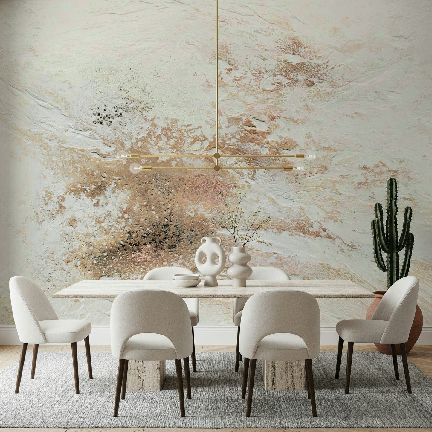 Textured mural with gentle, flowing patterns in muted tones for serene and stylish interiors.