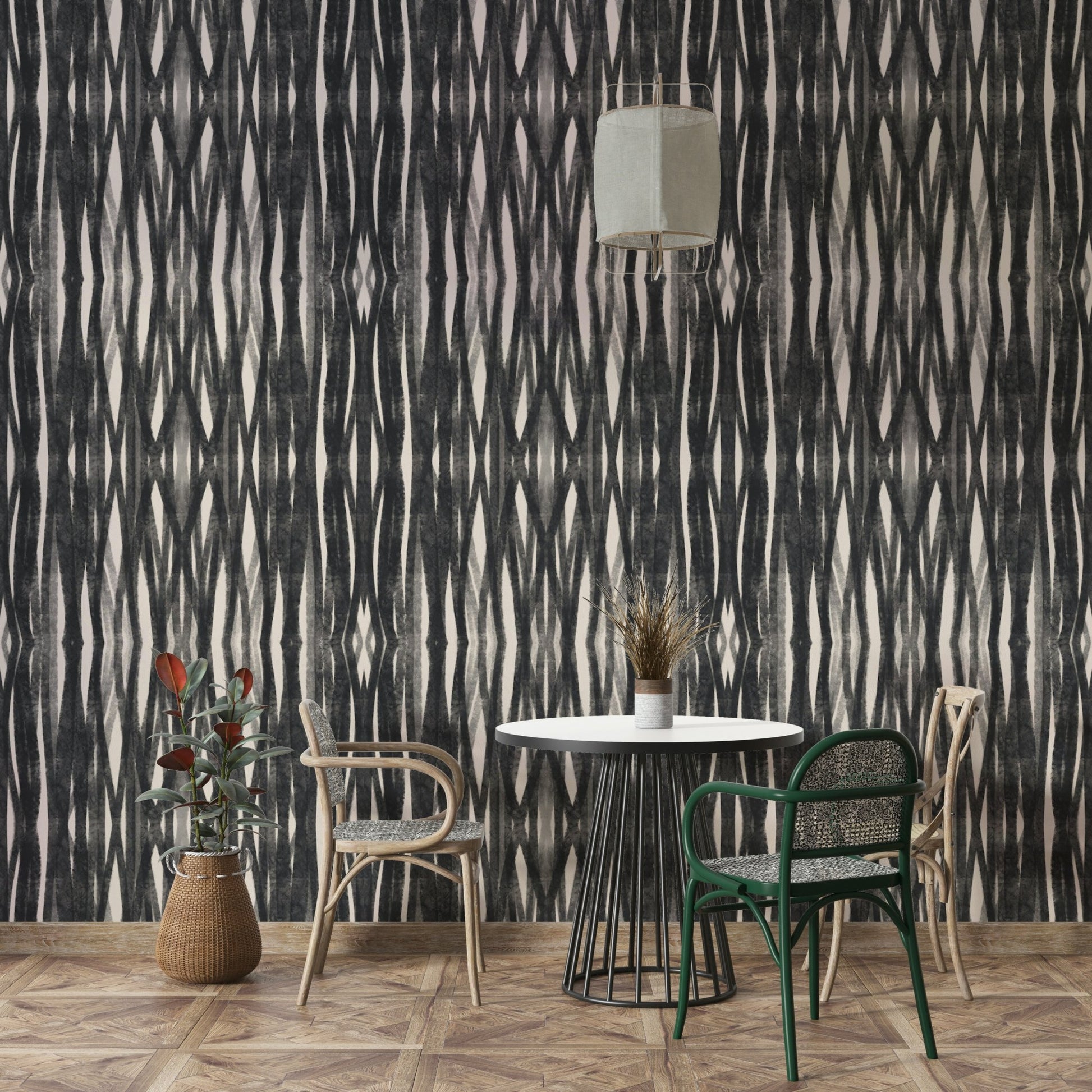 Modern Ethereal Charcoal Weave wallpaper for offices

