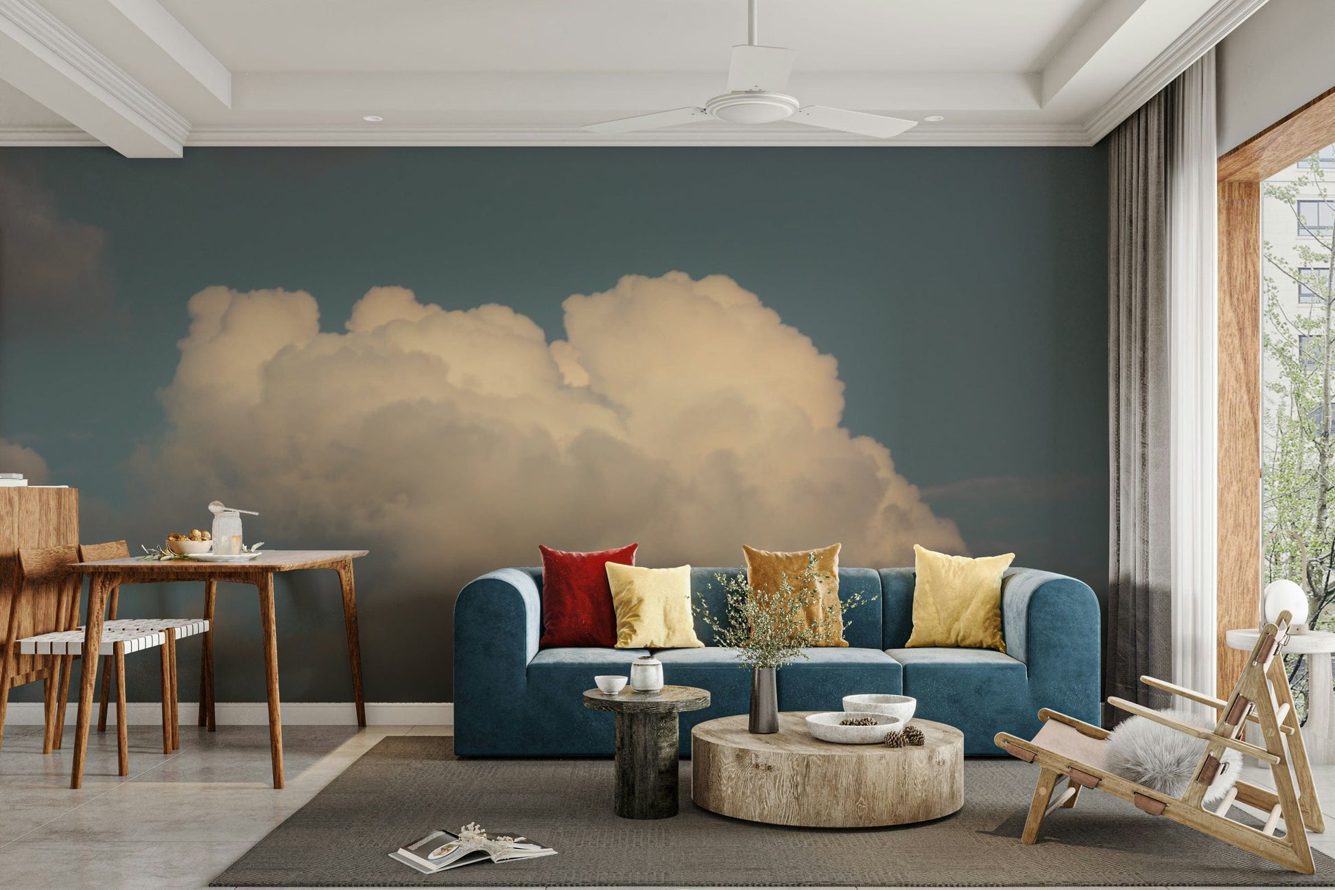 An angled shot of the mural's gentle color palette.

