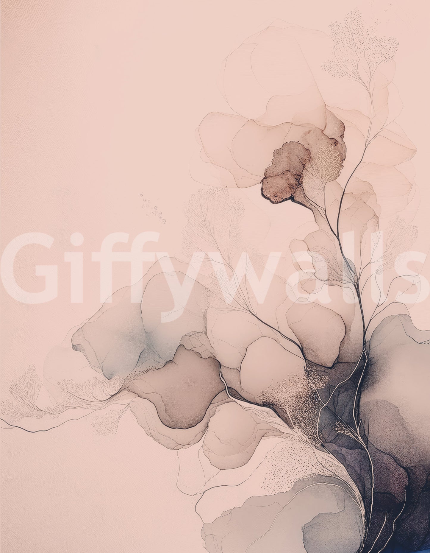 Ethereal mural with smooth flowing forms and minimalist tones perfect for peaceful spaces.