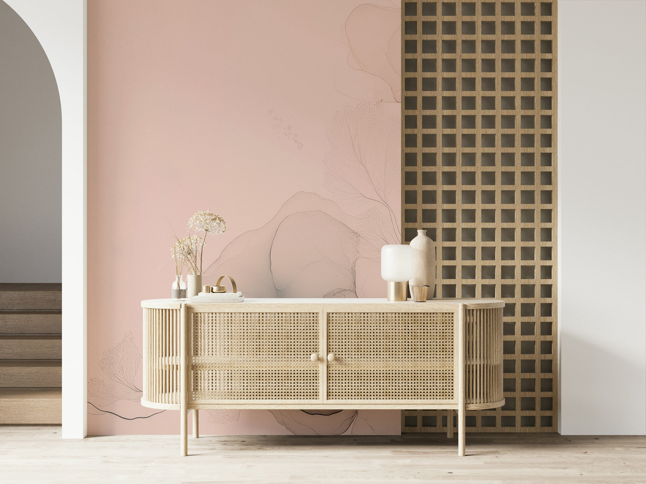 Ethereal Ascent wall mural featuring soft gradients and flowing abstract forms for a serene look.