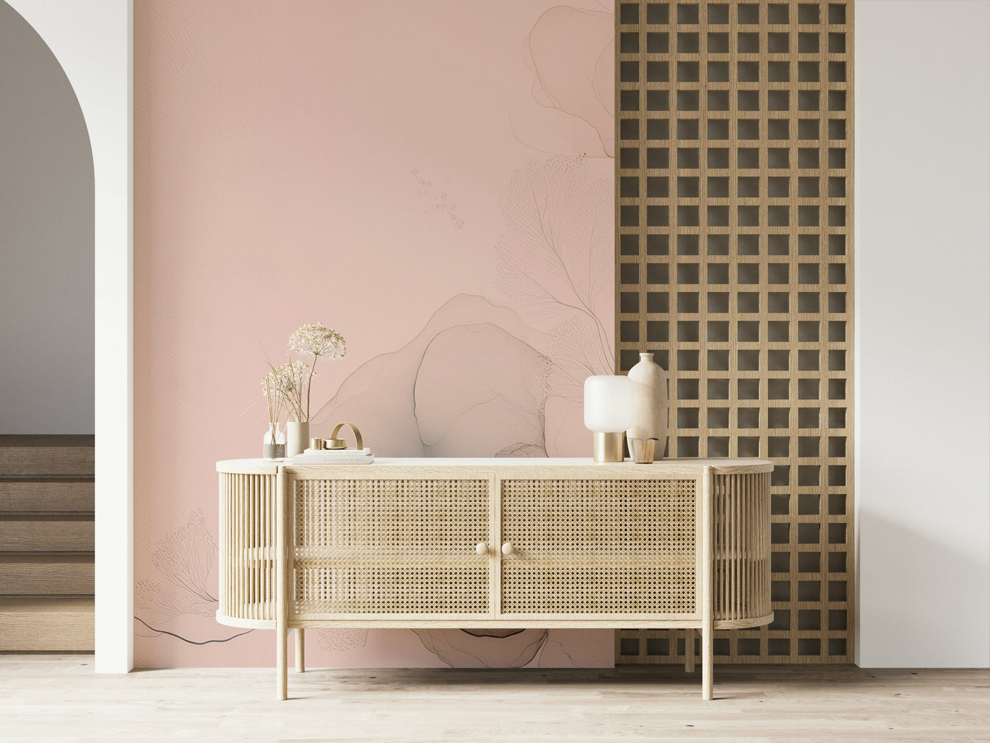 Ethereal Ascent wall mural featuring soft gradients and flowing abstract forms for a serene look.