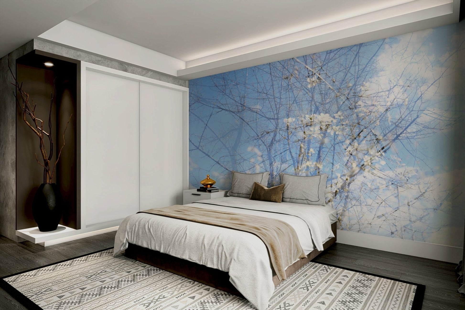 Ethereal Floral Sky Art | Serene Nature Photography | Dreamy Blossoms & Branches Wall Mural