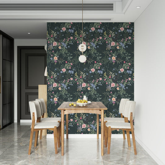 Soft-focus floral design creating a peaceful, ethereal wall backdrop.