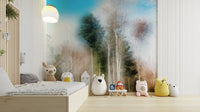 Light-filled forest photo mural
