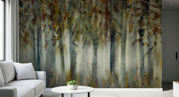 A calming abstract design wallpaper mural that defines a space.