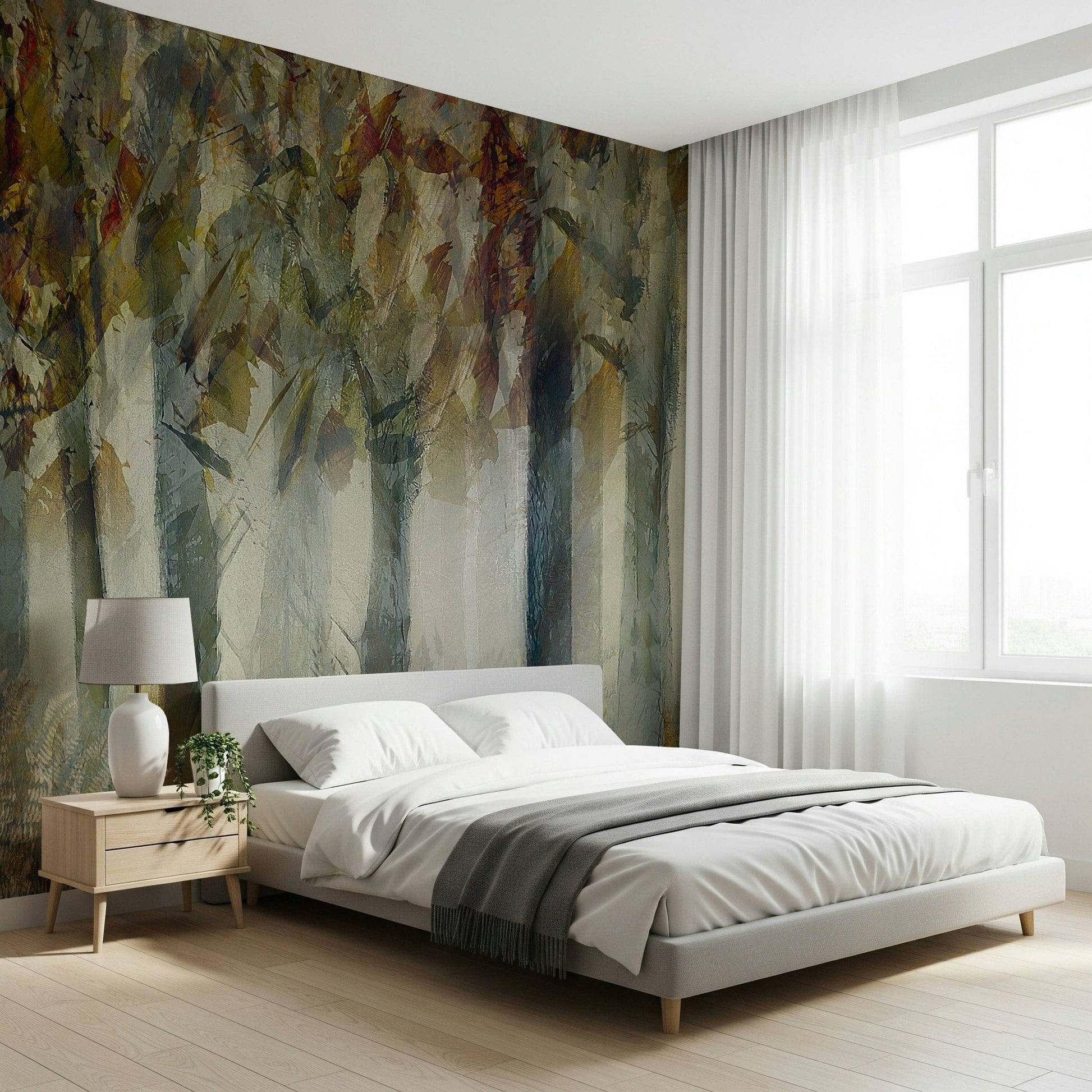 An artistic nature inspired mural for home decor.