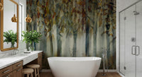 A graceful subtle pattern wall mural in cool, tranquil tones.