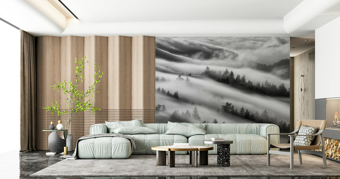 Scattered dense trees in Forest Veil mountain design.