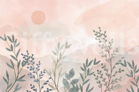 The style is a soft-focus illustration or a painterly design.

